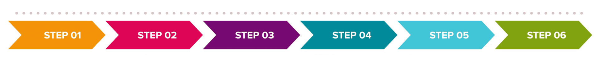 A purple arrow and some green arrows on a white background